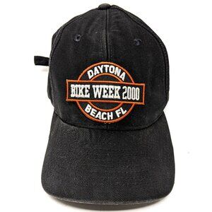 Daytona Bike Week VTG 2000 Hat Black Ballcap Distressed Adult OOAK Patch